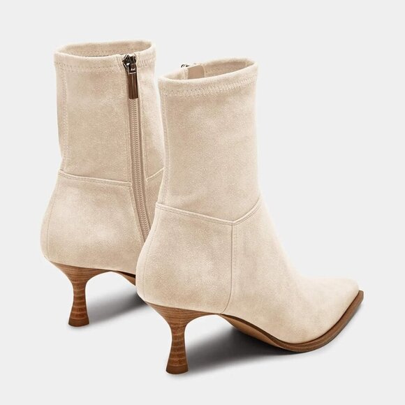 Womens Kitten Low Heel Ankle Boots in Beige, Size 9.5, featuring a pointed toe a - Picture 4 of 6